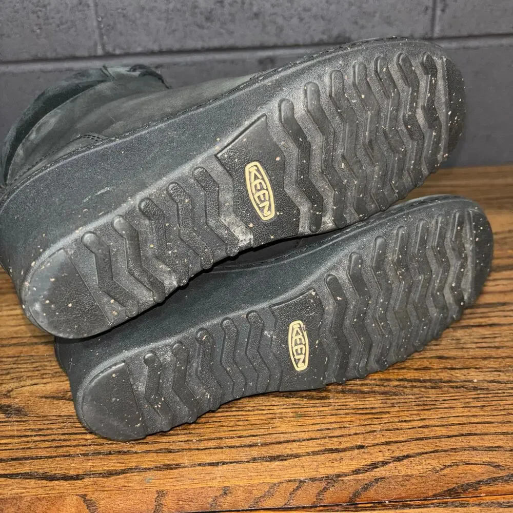KEEN Women’s 9.5 Black Leather Wedge Ankle Boots Lace Up Outdoor Comfort